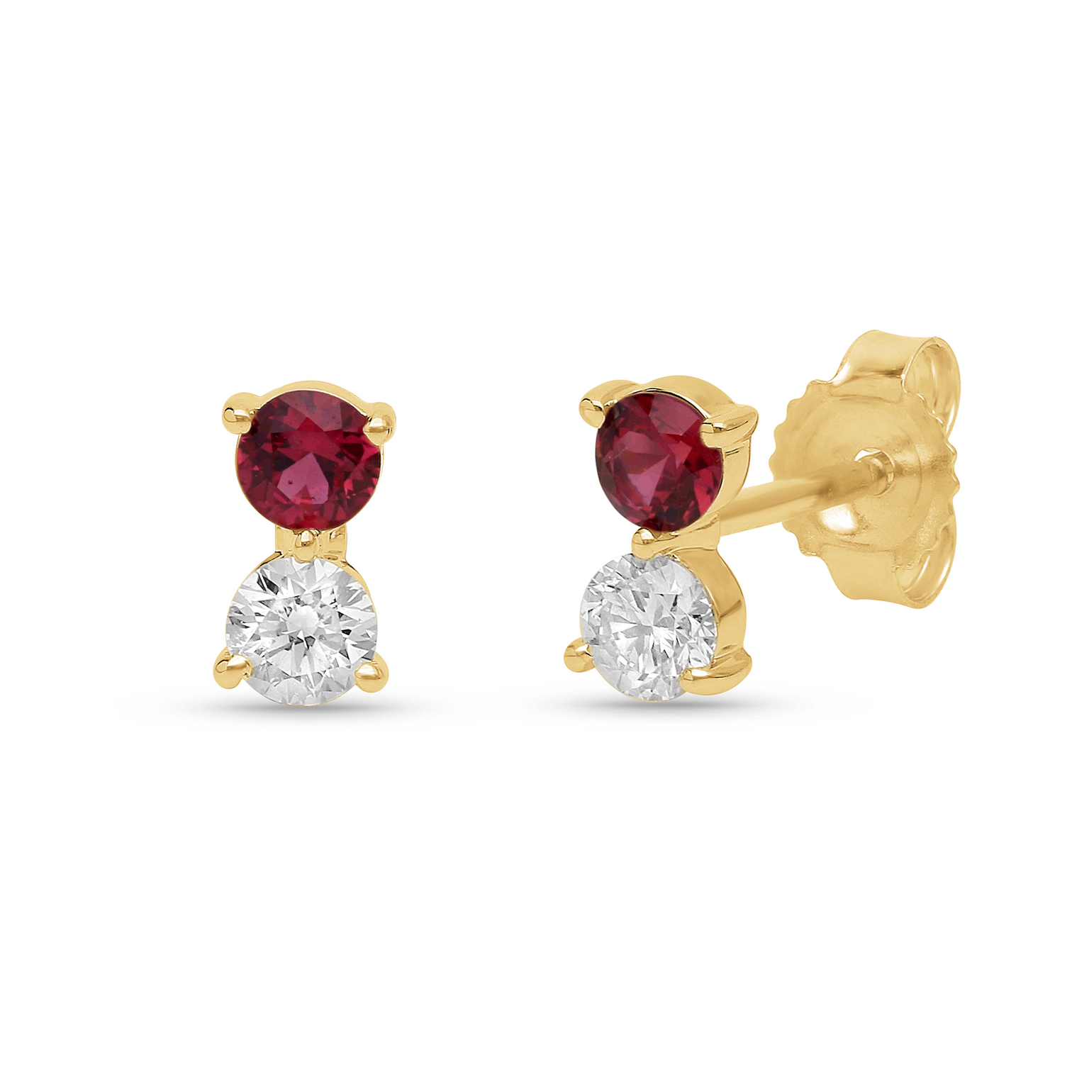 Sabel Collection Yellow Gold Ruby and Diamond Drop Earrings